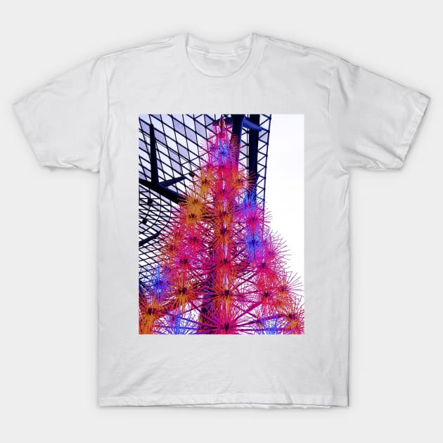 Street Christmas tree decoration in colorful neon lights T-Shirt by kall3bu